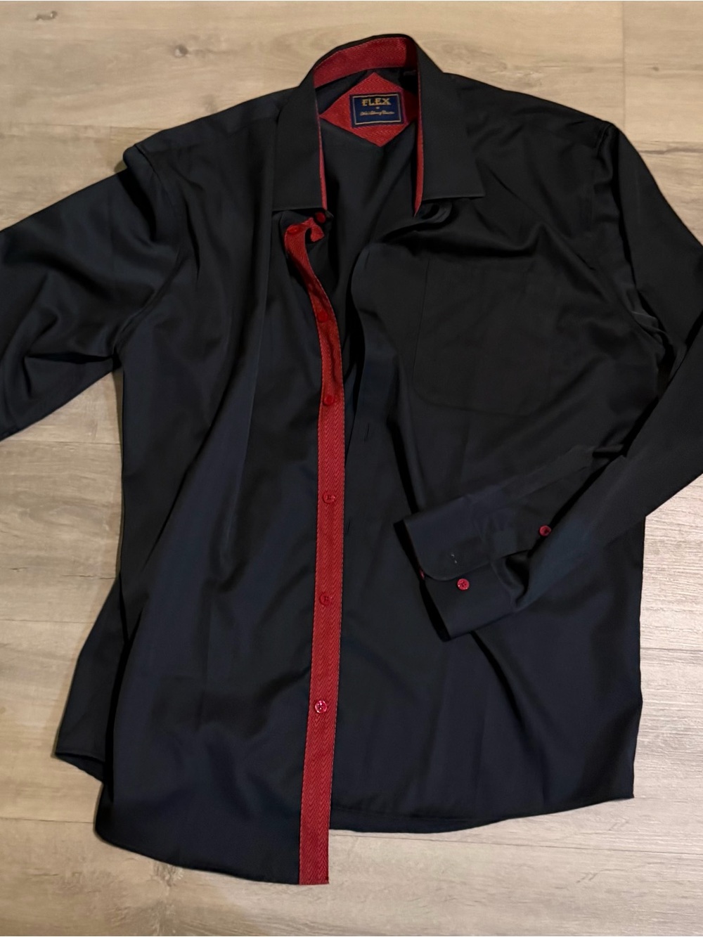 Black Dress Shirt with Red Trim - FLEX